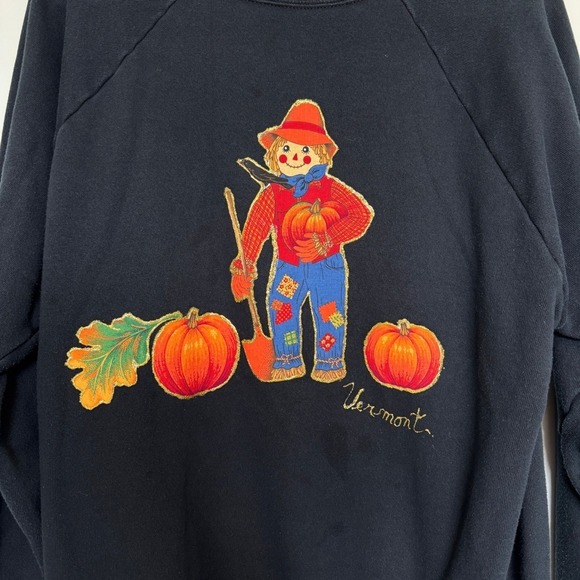 Vintage Halloween Sweatshirt Women's XL Pumpkin Scarecrow Puff Paint Teacher - Picture 2 of 14
